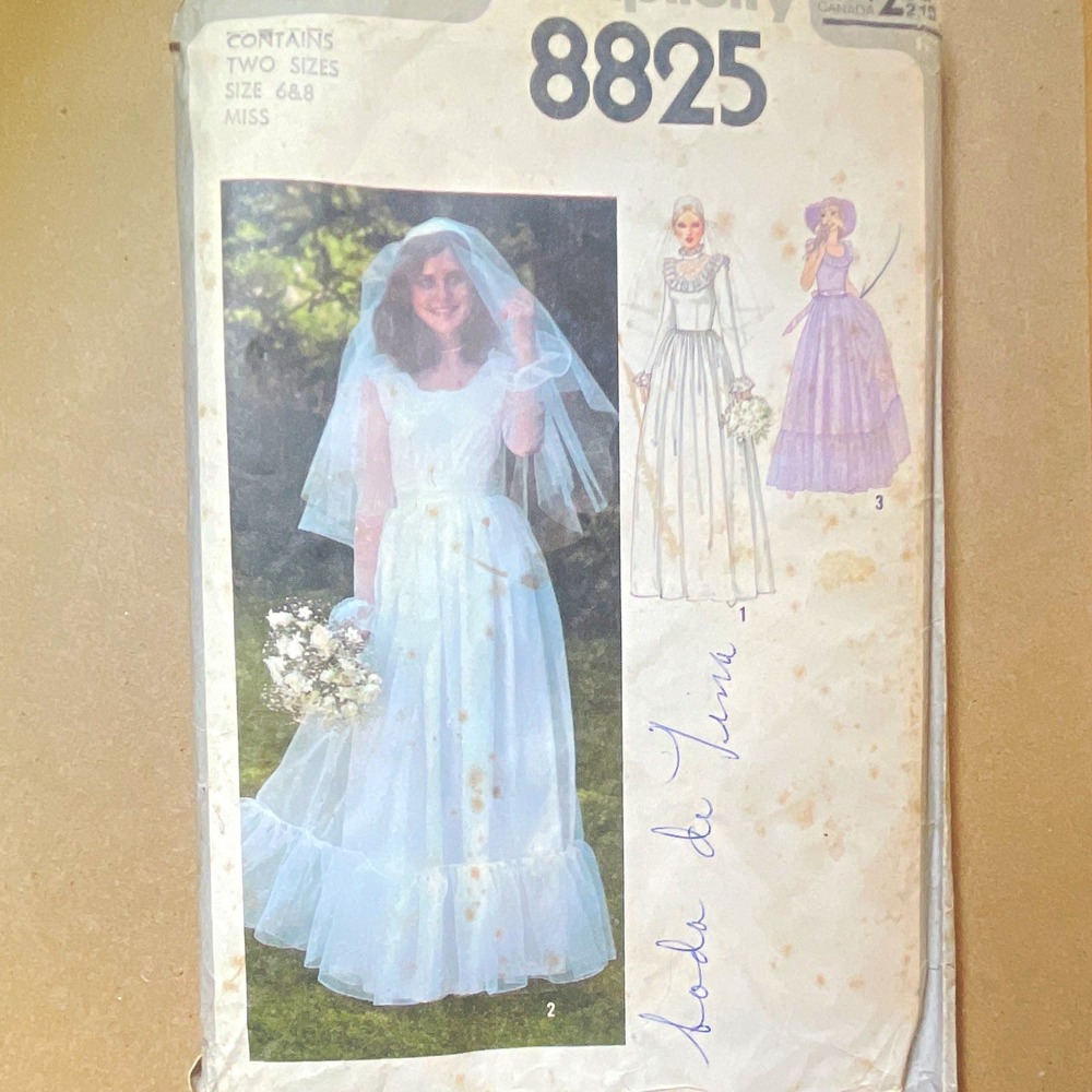 Simplicity 8825 Misses Bridal Bridesmaids Dress Sash Pattern Vintage Size 6 8